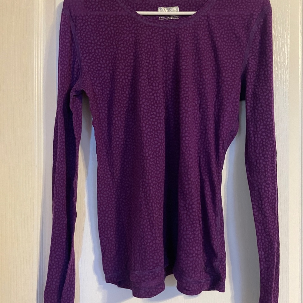Marmot Hooded Top Womens Medium Purple Excellent Long Sleeve Pebble Print